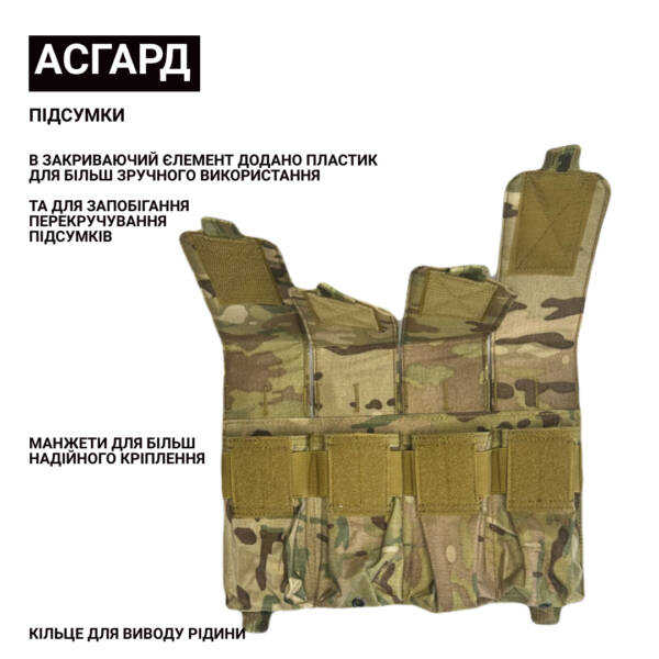 Акційний Набір – Тактична Плитоноска АСГАРД з РПС Yakeda 2.0 MultiCam – 6 підсумків у комплекті - Зображення 15