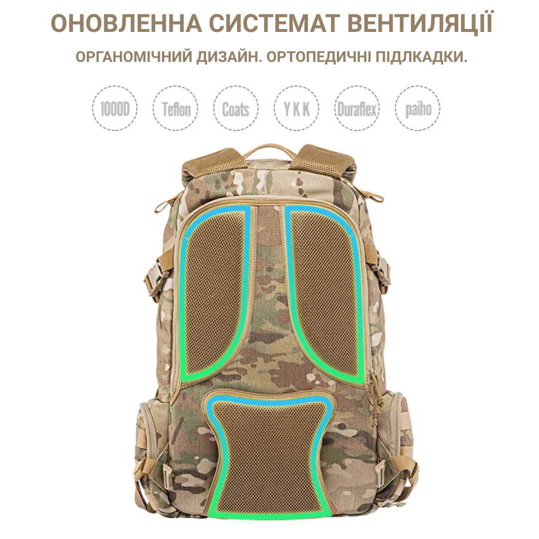 Тактичний Мультифункціональний Рюкзак ТРИТОН на 50 літрів (Мультикам) - Зображення 6