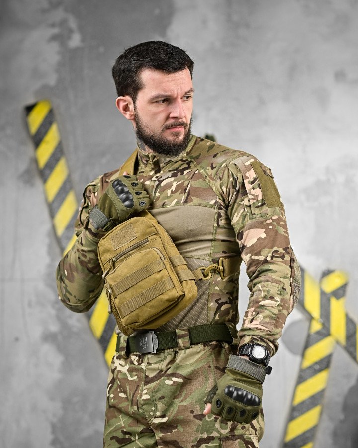 Тактична нагрудна сумка-слінг PRACTIC Койот ДЛ6243 - Зображення 2