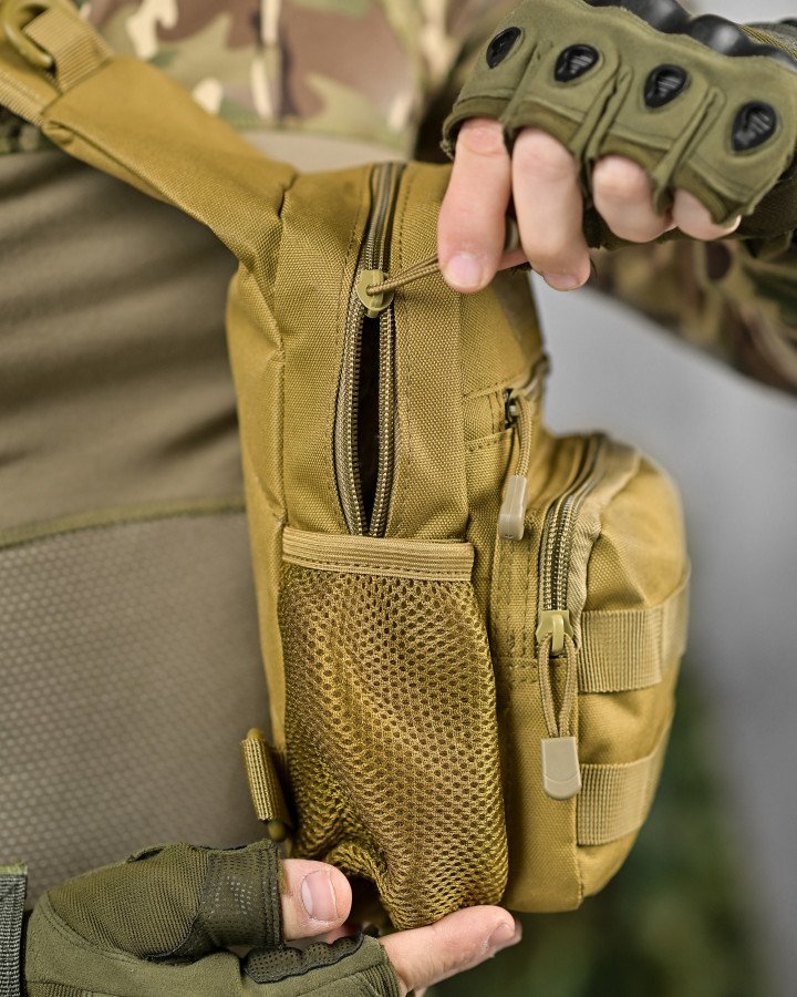 Тактична нагрудна сумка-слінг PRACTIC Койот ДЛ6243 - Зображення 5